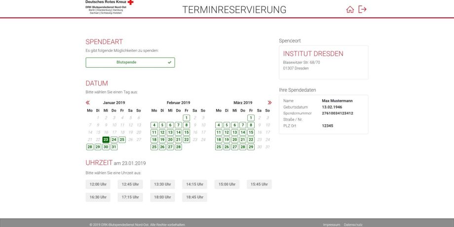 TRS: Auswahl Spendetermin