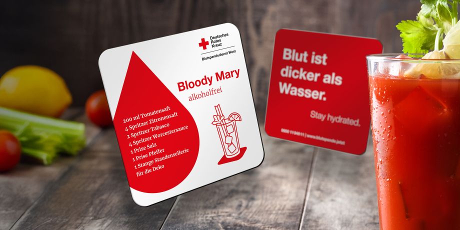 Glas-Untersetzer für Blutspender