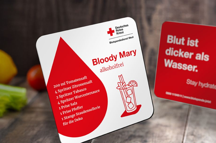 Glas-Untersetzer für Blutspender
